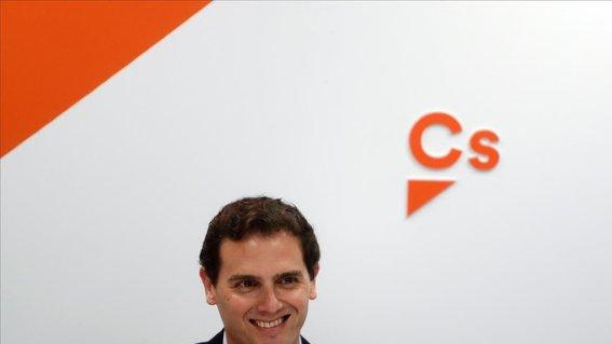 El líder de Ciudadanos, Albert Rivera, durante la última reunión que mantuvo la ejecutiva de su partido en Madrid