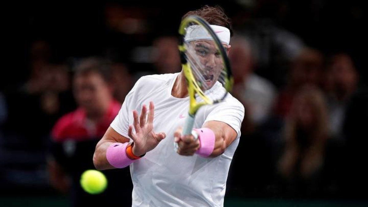 Rafa Nadal durante el partido que ha disputado contra el francés Adrian Mannarino. YOAN VALAT