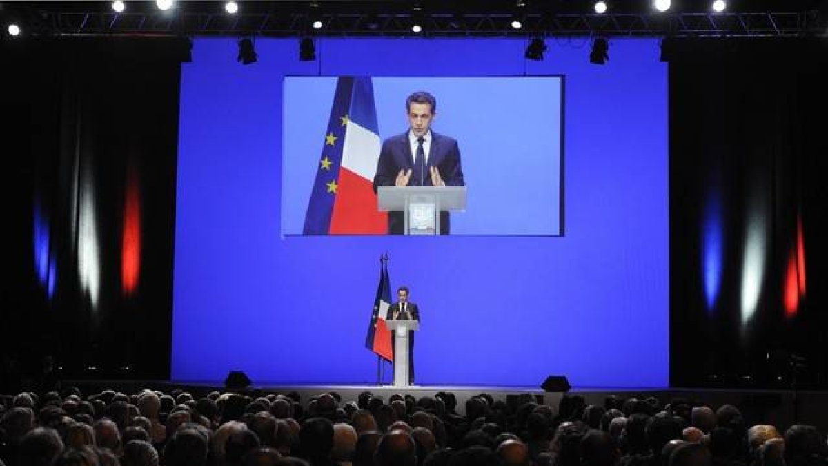 Nicolas Sarkozy durante su discurso.