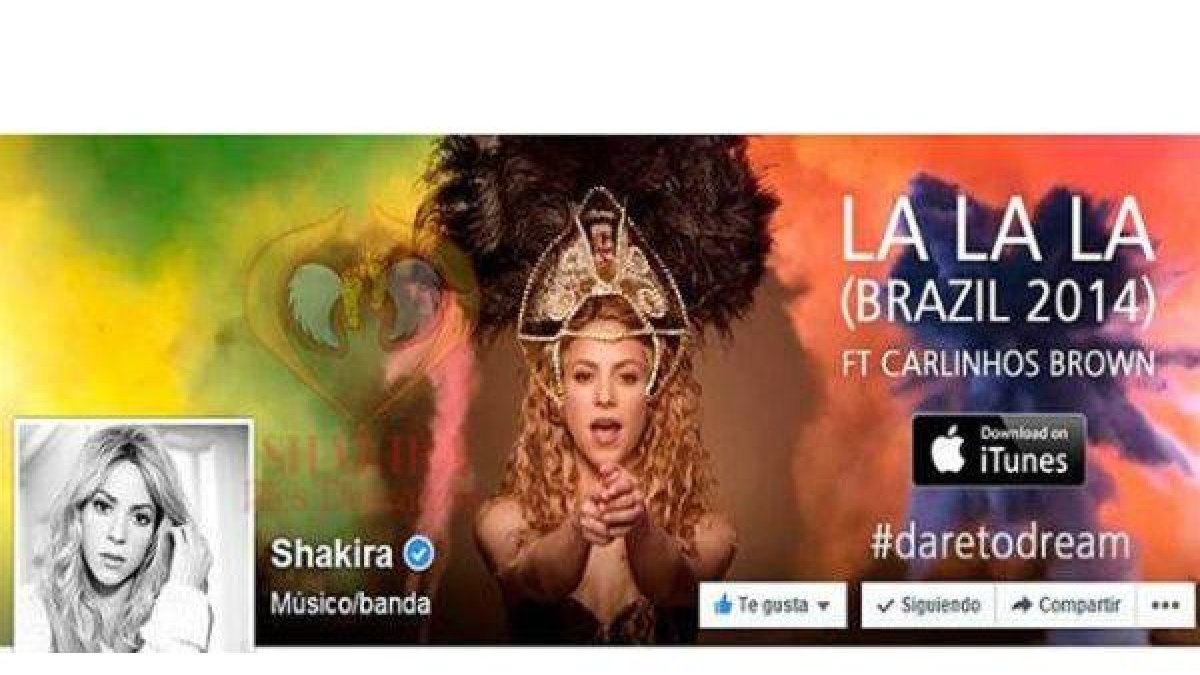 Página de inicio en Facebook de Shakira.