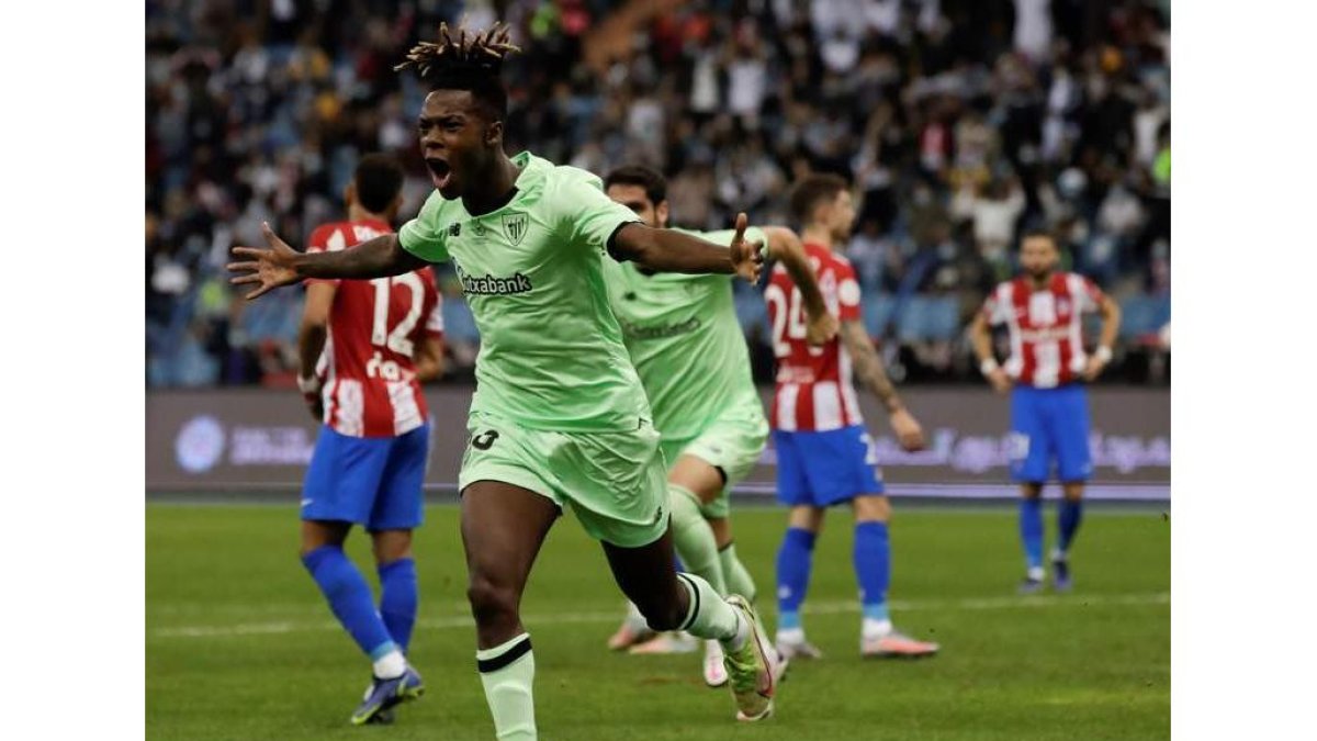 Nico Williams logró el gol de la remontada para el Athletic de Bilbao, que jugará la final frente al Real Madrid el domingo. JULIO MUÑOZ