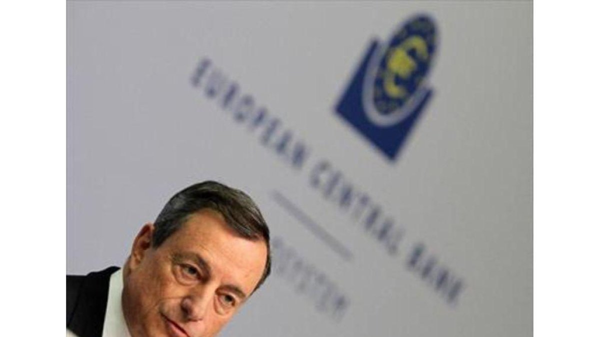 El presidente del BCE, Mario Draghi, ayer, Fráncfort.
