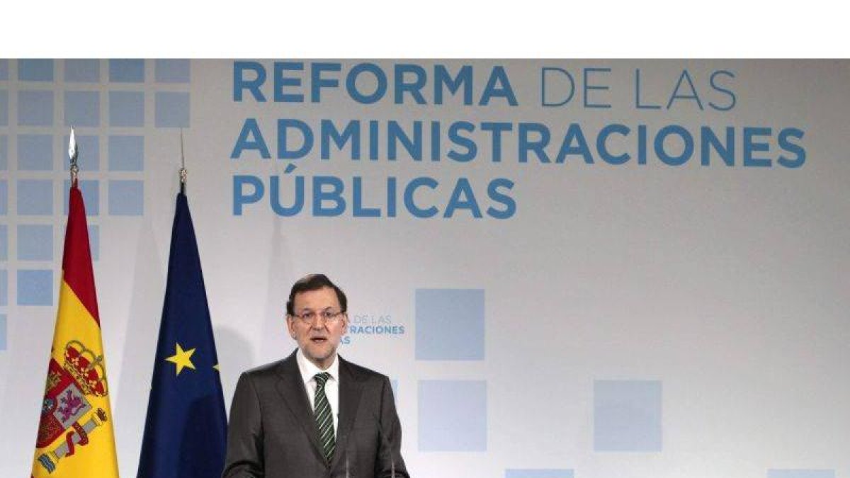 El presidente del Gobierno, Mariano Rajoy, durante su intervención en el acto convocado en el Palacio de la Moncloa.