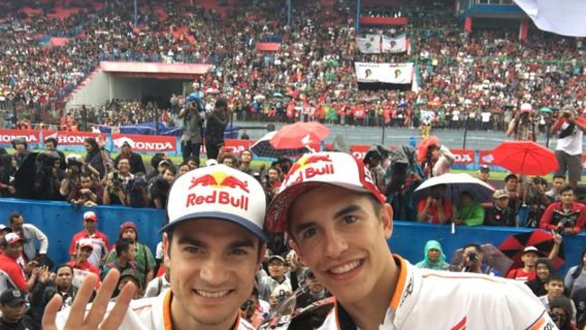 Pedrosa y Márquez, en el circuito de Sentul (Indonesia).