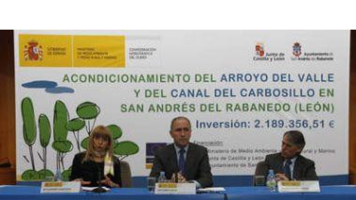 María Eugenia Gancedo, Antonio Gato y Francisco Álvarez tras la presentación del proyecto.