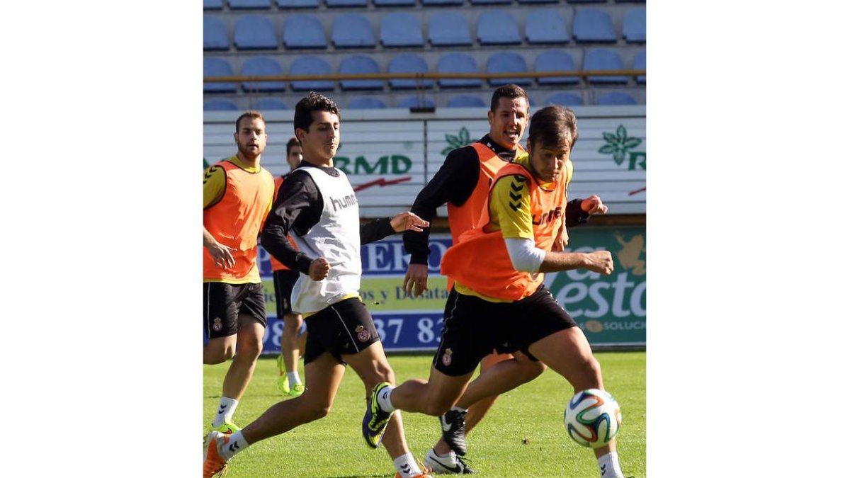 Tejedor, autor del gol ante la UD Logroñés, en un entrenamiento