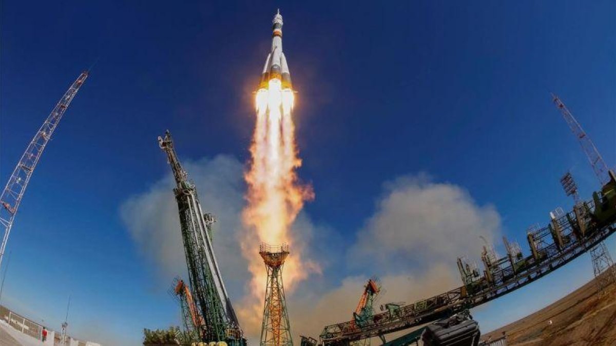 Imagen de archivo del lanzamiento de la Soyuz MS-10.