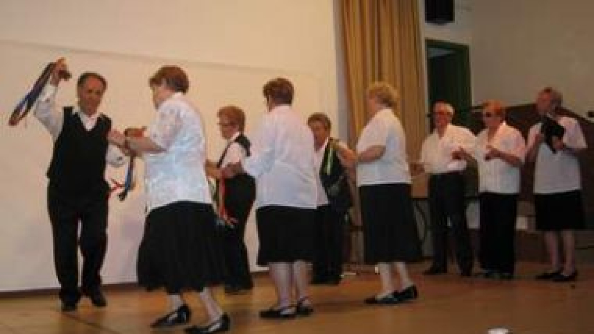 Un grupo de artistas veteranos se marcó unas jotas sobre el escenario.