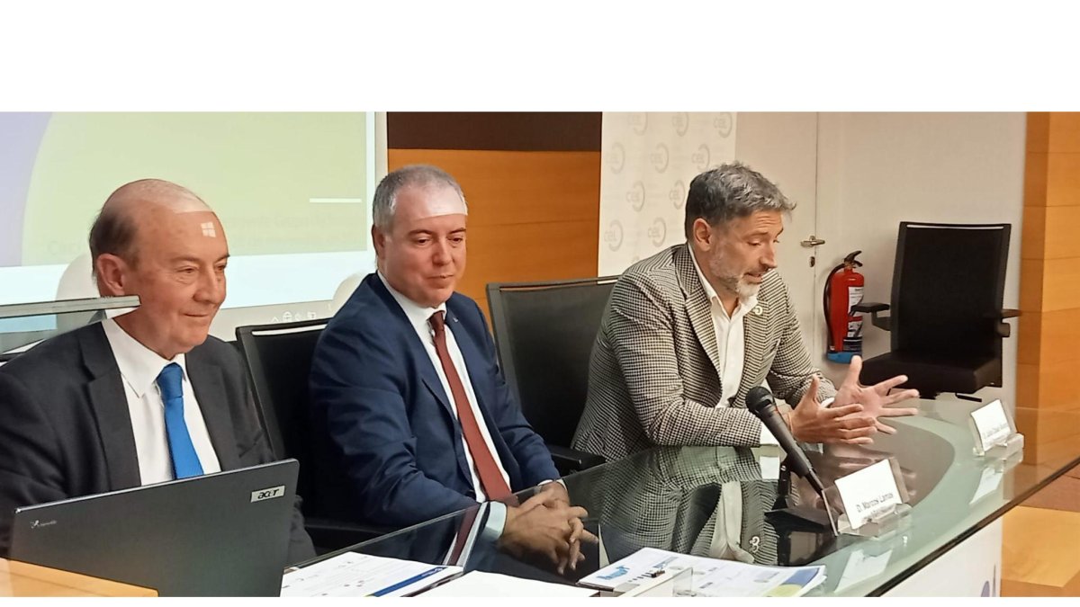 Miguel Iraburu, Marcos Lamas y Julio Álvarez presentan la encuesta. J. NOTARIO
