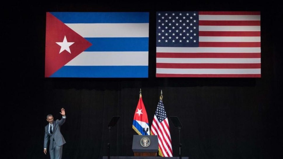 Obama, tras su discurso en el teatro Alicia Alonso de La Habana.