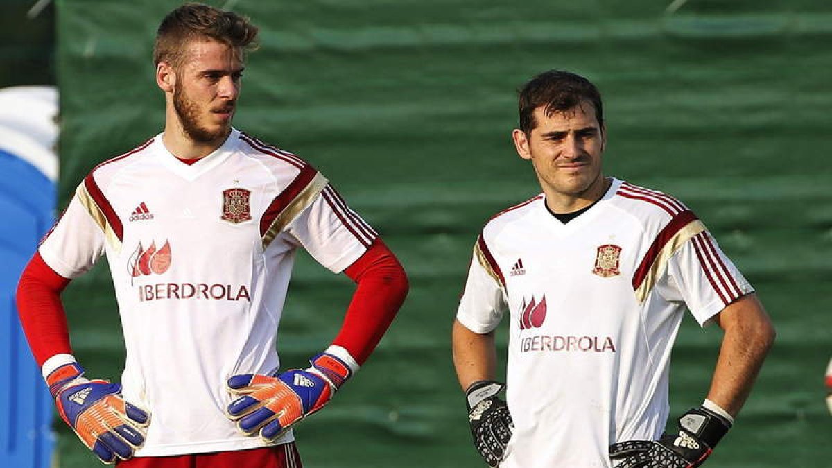 De Gea y Casillas, en una convocatoria de la selección.