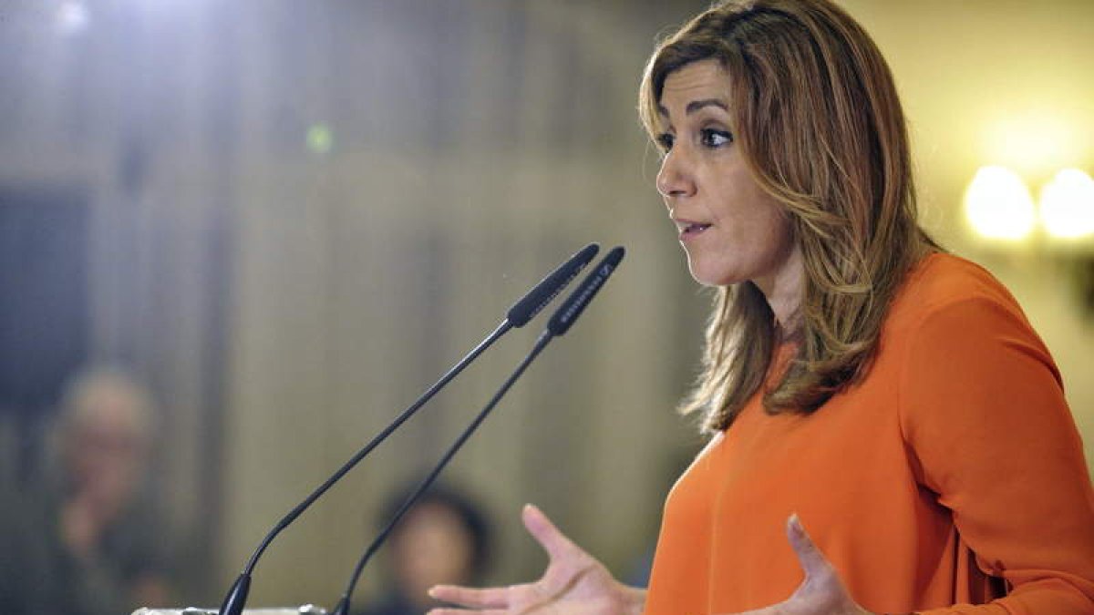Susana Díaz intervino ayer en un acto con militantes socialistas en Toledo.
