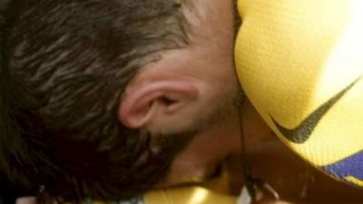 Alberto Contador ayer, emocionado.