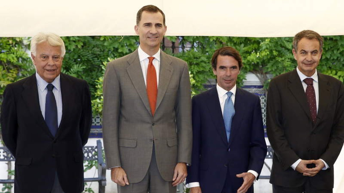Felipe González, don Felipe, José María Aznar y José Luis Rodríguez Zapatero, ayer.