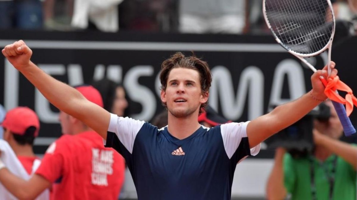 Dominic Thiem celebra su éxito en Roma.