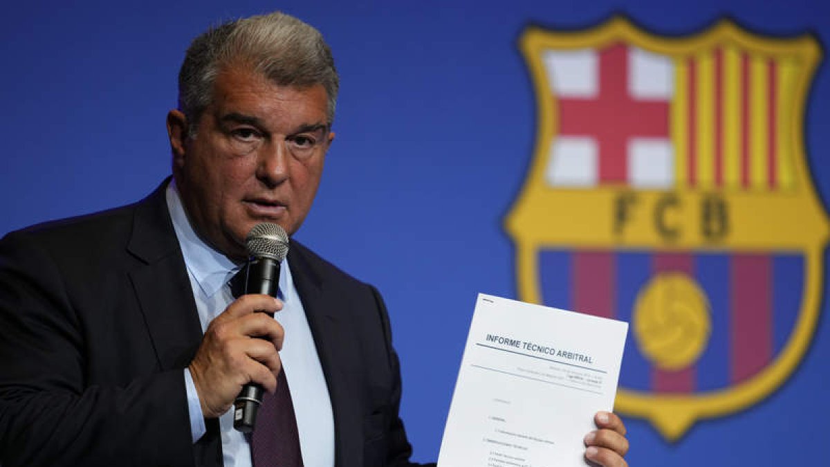 Joan Laporta, en su comparecencia por el caso Negreira. A. GARCÍA