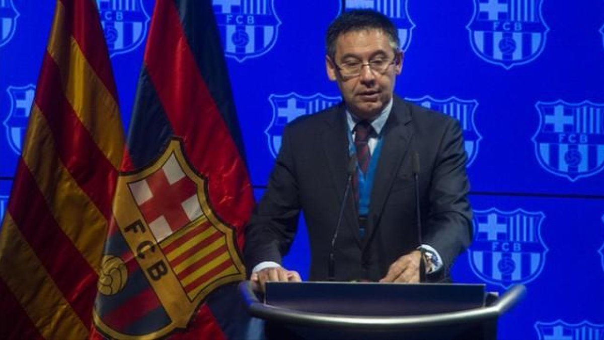 Josep Maria Bartomeu, el pasado domingo durante la asamblea de compromisarios.