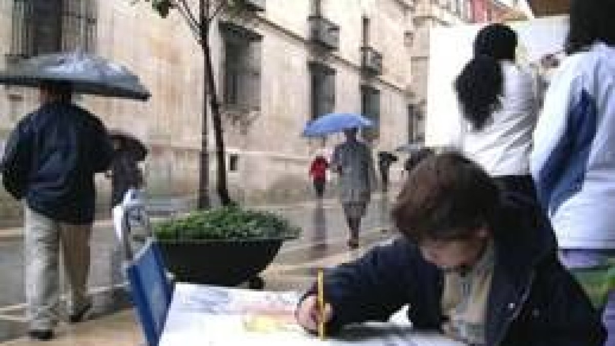 La lluvia no impidió que decenas de pintores de todas las edades pusieran a prueba su talento