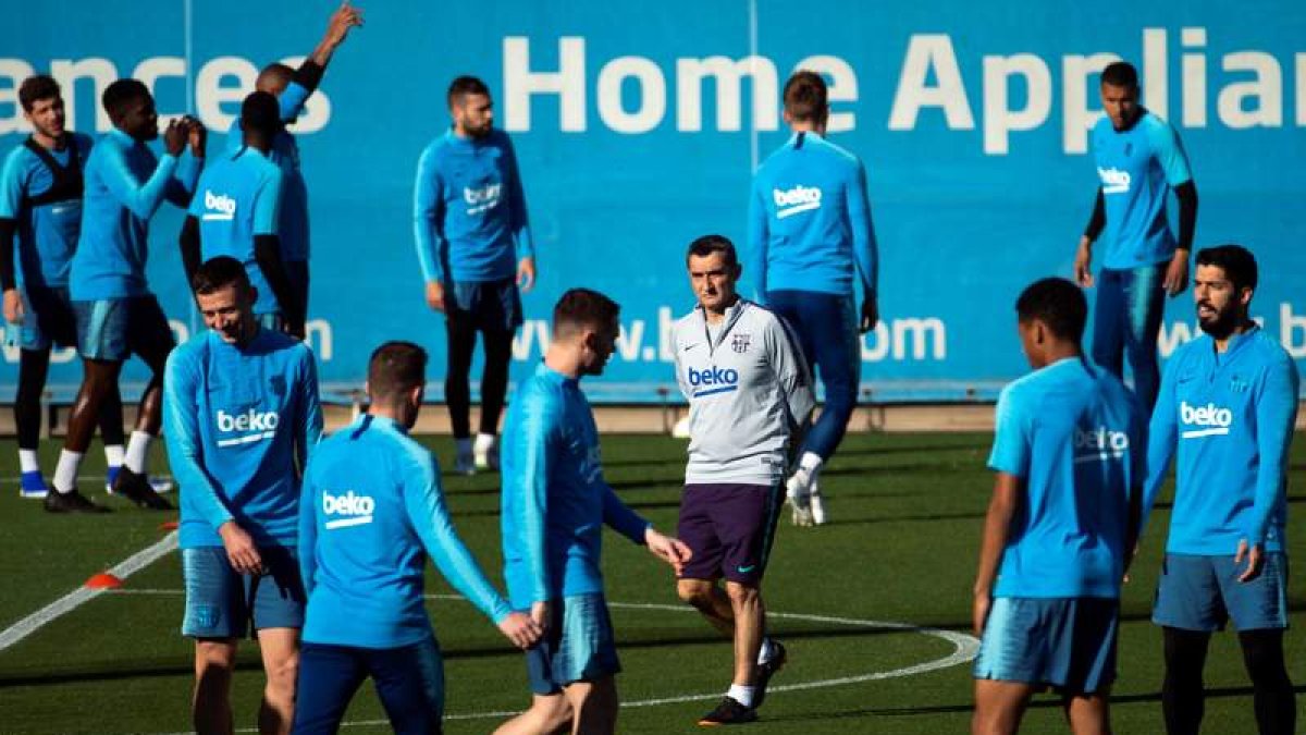 Valverde durante el entrenamiento del equipo blaugrana. FONTCUBERTA