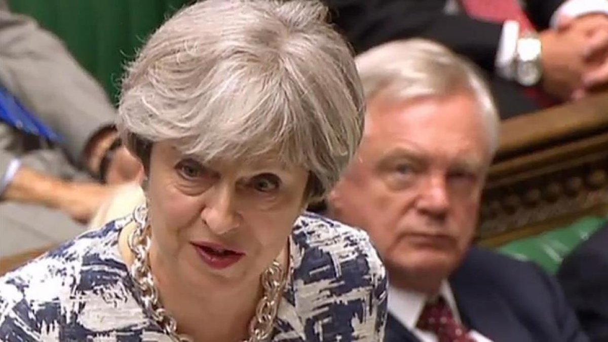 May durante la intervención en que ha explicado su oferta sobre los residentes europeos en el Reino Unido.