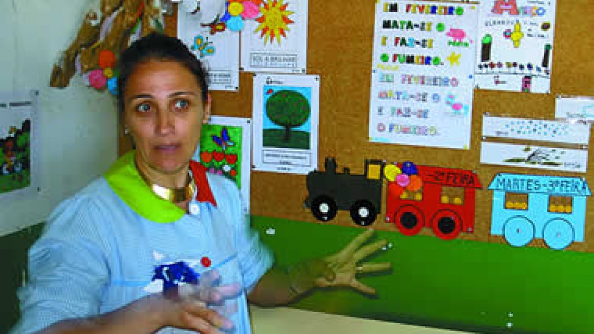 Cristina Veiga, en el parvulario de Pradoluengo.