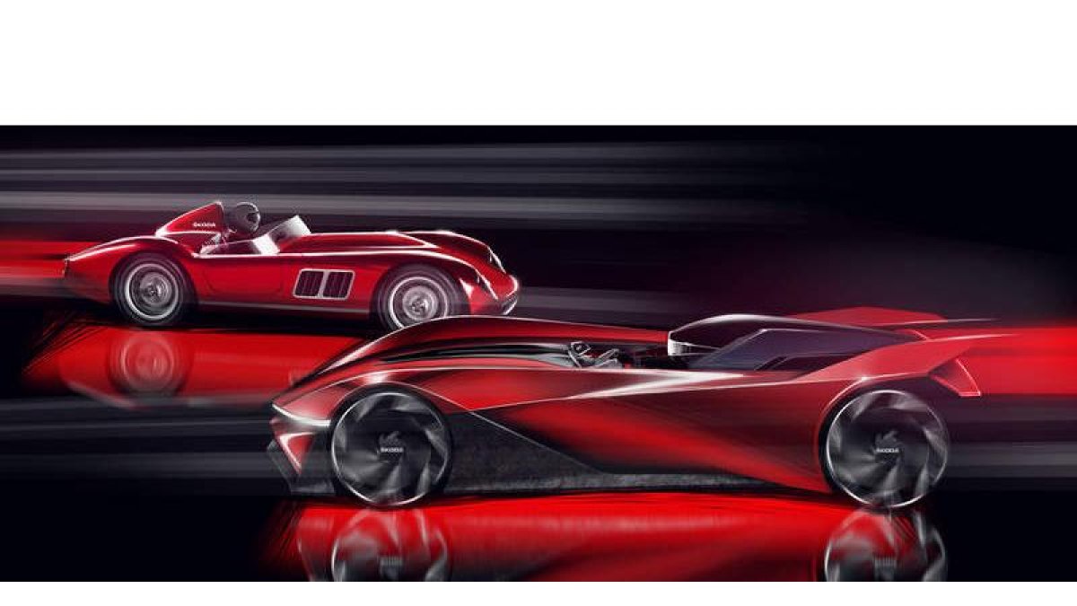 El ‘electrizante’ Vision GT enlaza con el 1100 OHC de 1957, en una suerte de pasado/futuro de Skoda. SKD