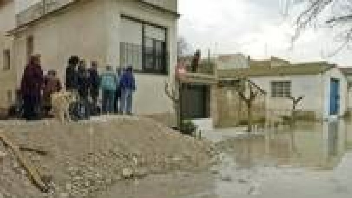 Vecinos de la localidad zaragozana de Novillas observan la situación