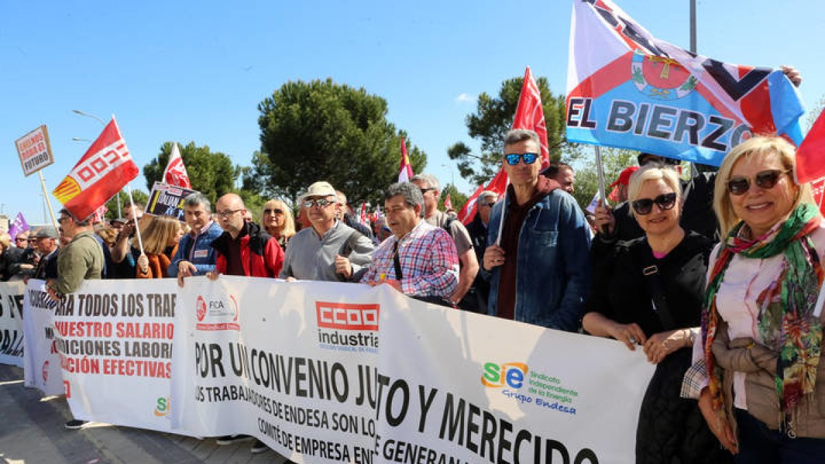 Trabajadores bercianos de Endesa en otra protesta en Madrid. RPV