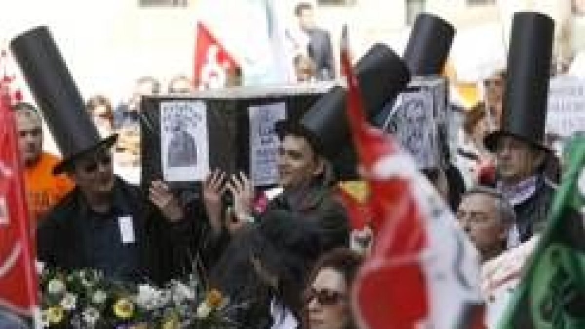 Los funcionarios de Justicia se manifestaron ayer por las calles de Madrid