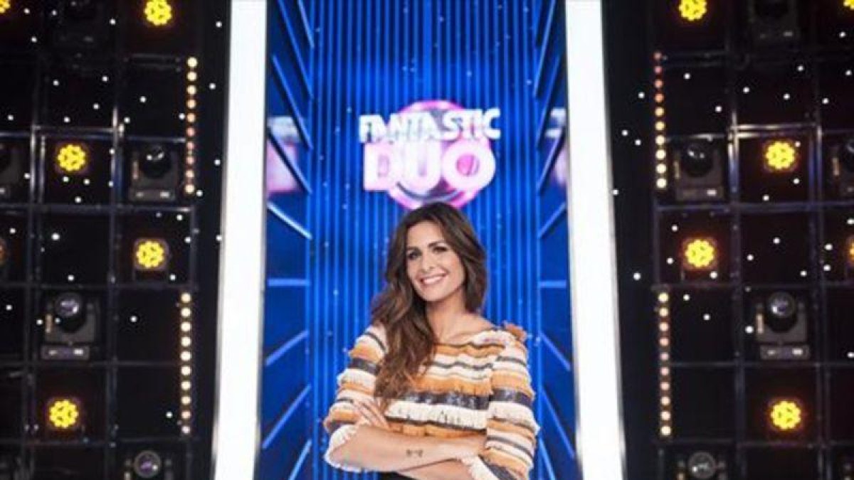 Nuria Roca, en el plató del programa Fantastic dúo, que emitió TVE-1.