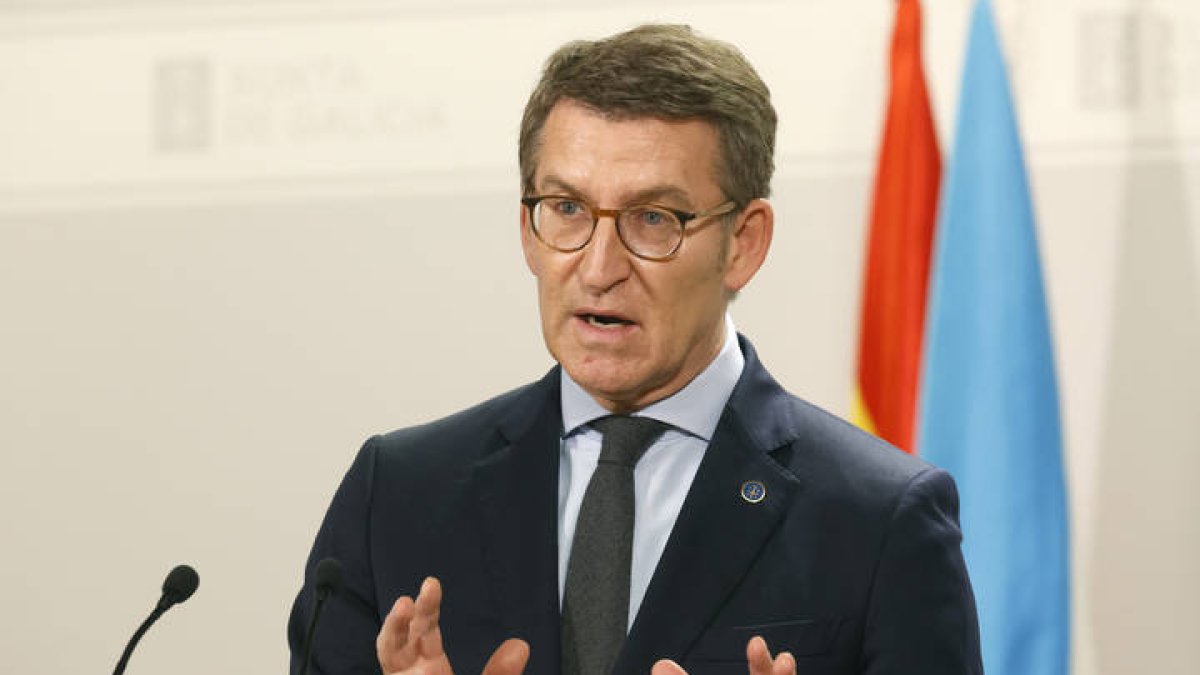 Núñez Feijóo, en su comparecencia. LAVANDEIRA JR