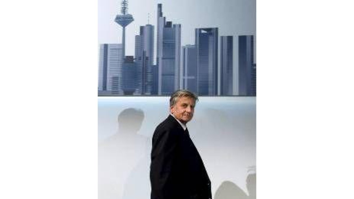 El presidente del BCE ayer en Fráncfort