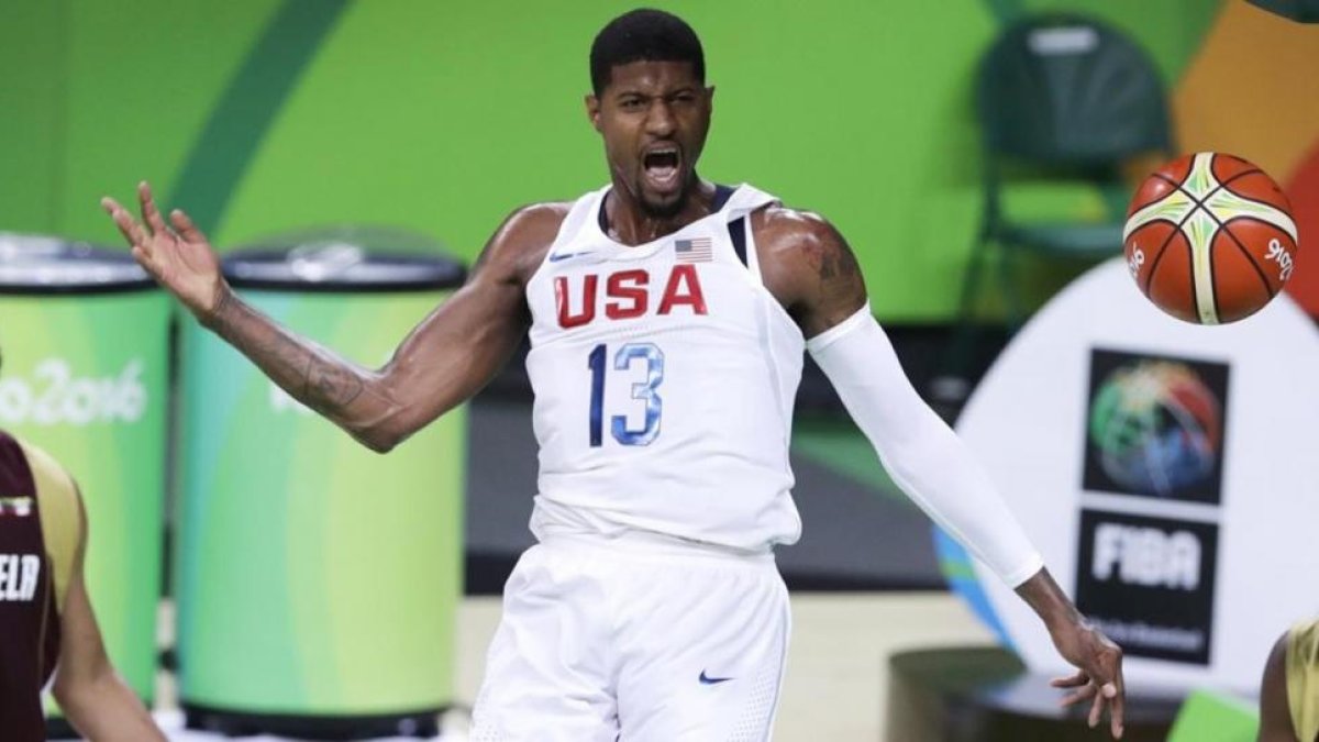 Paul George, durante el partido entre Estados Unidos y Venezuela de este martes.
