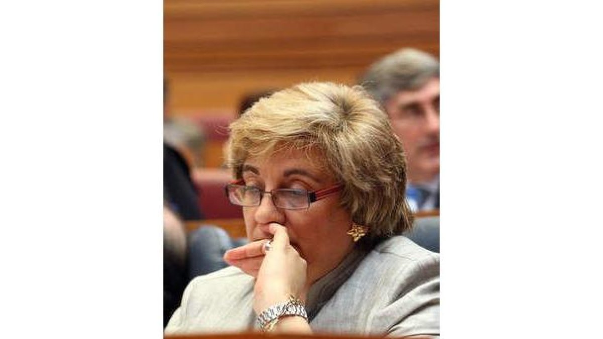 María Jesús Ruiz, en un momento del Pleno de las Cortes.
