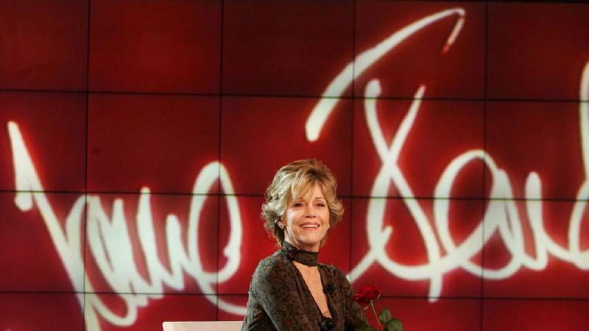 La actriz Jane Fonda en una entrevista televisiva.