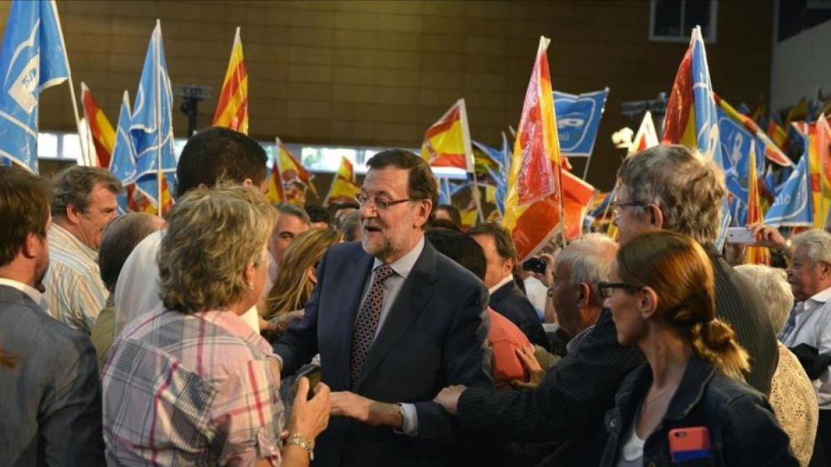 Rajoy, en un mitin en Barcelona, en la campaña de las municipales del 2015