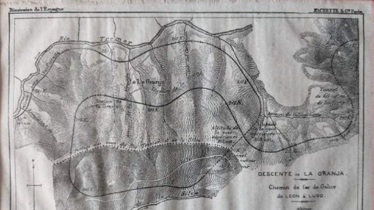 Plano en francés del descenso a La Granja. TC