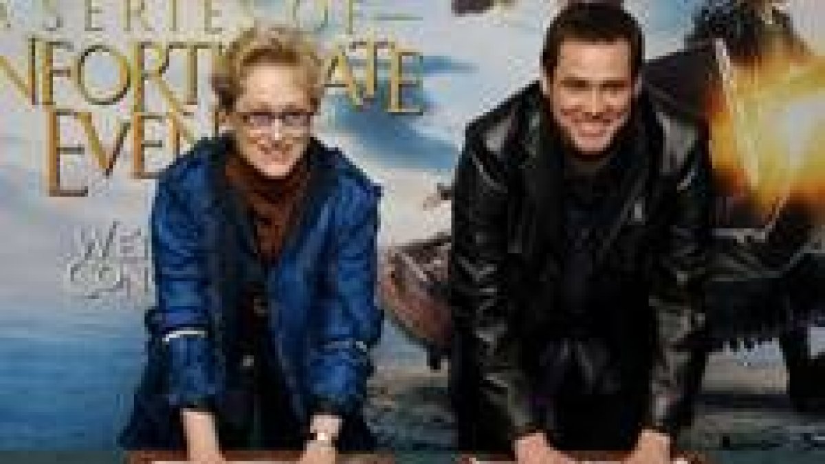 Meryl Streep y Jim Carrey durante la presentación de la película