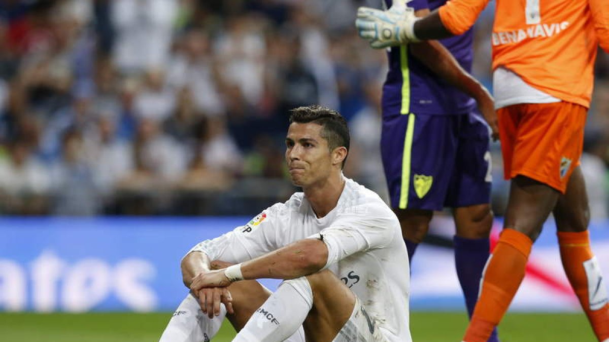 Cristiano, desolado, tras el 0-0 frente al Málaga.