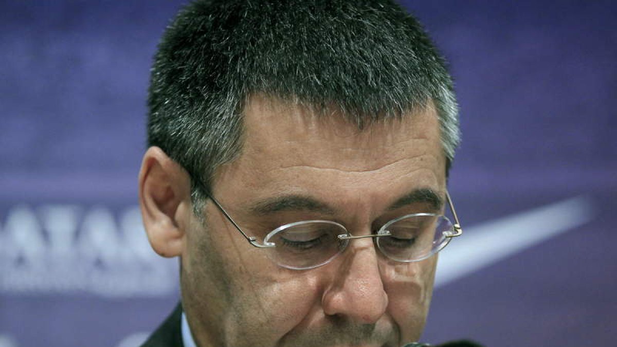Bartomeu, durante la rueda de prensa que ofreció ayer.