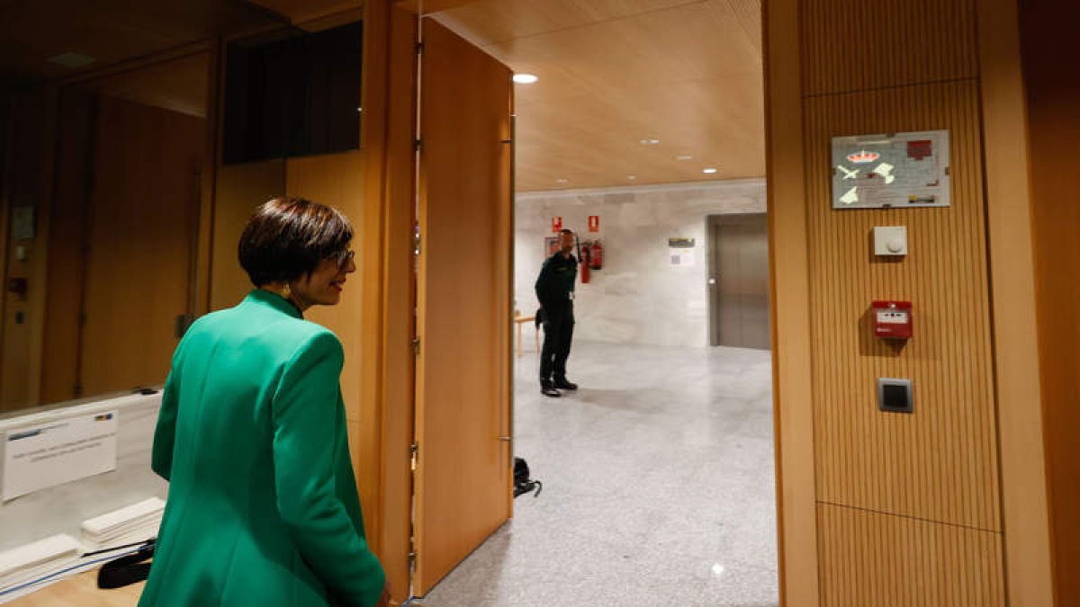 María Gámez tras su comparecencia para informar de que ha presentado su dimisión. JAVIER LIZON