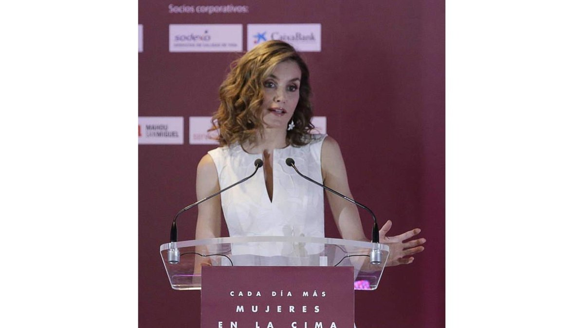 La reina Letizia, durante su intervención en el acto de la Fedepe. EFE