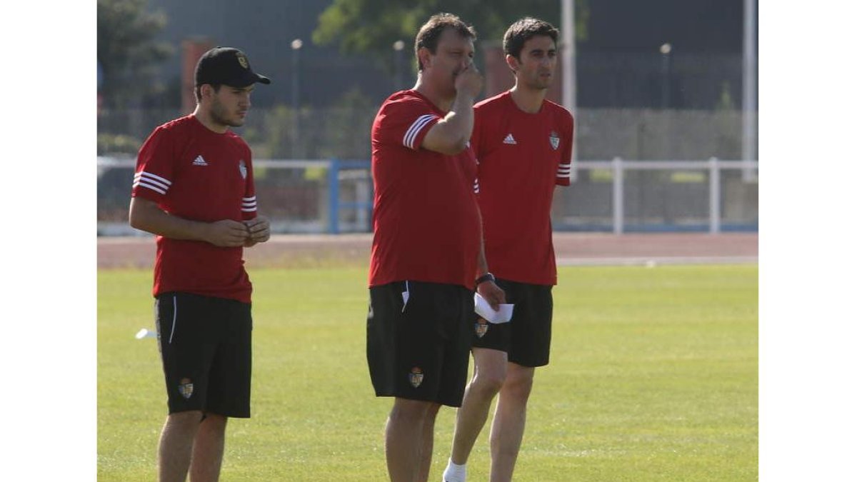 Manolo Díaz y Rubén Vega, durante un entrenamiento.
