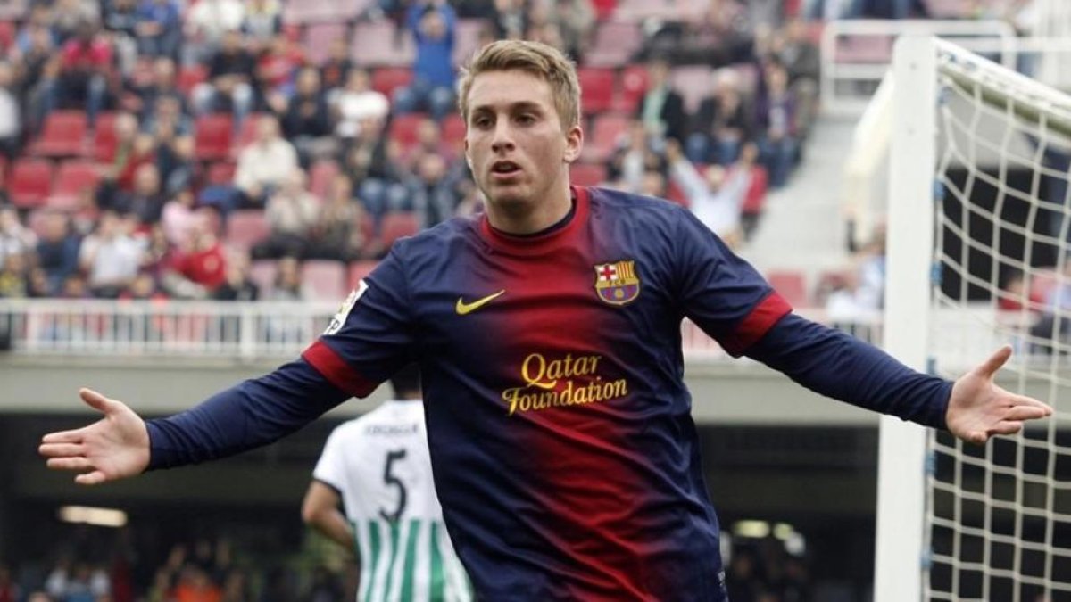 Gerard Deulofeu, en un partido con el Barça B de la temporada 2012-13.