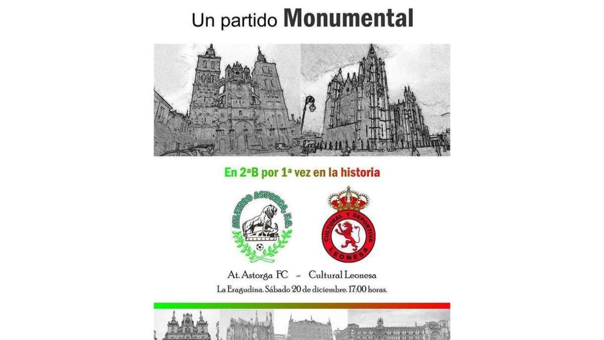 Cartel en el que el Astorga anuncia el partido ante la Cultural.