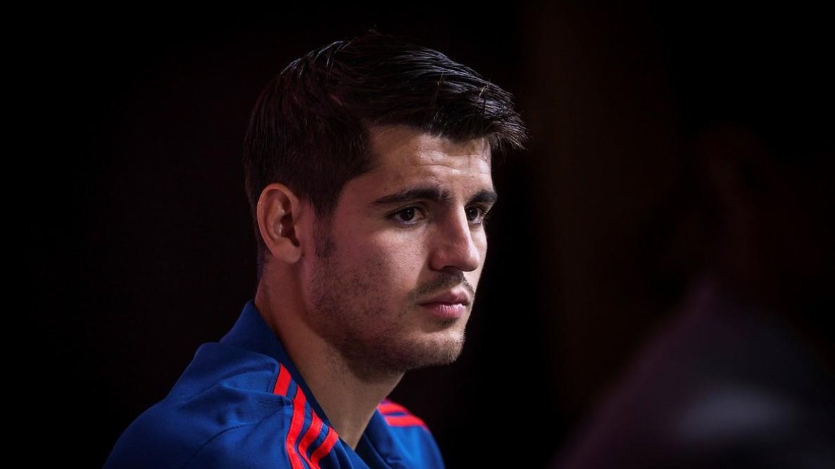El delantero de la selección española Álvaro Morata en rueda de prensa este martes.