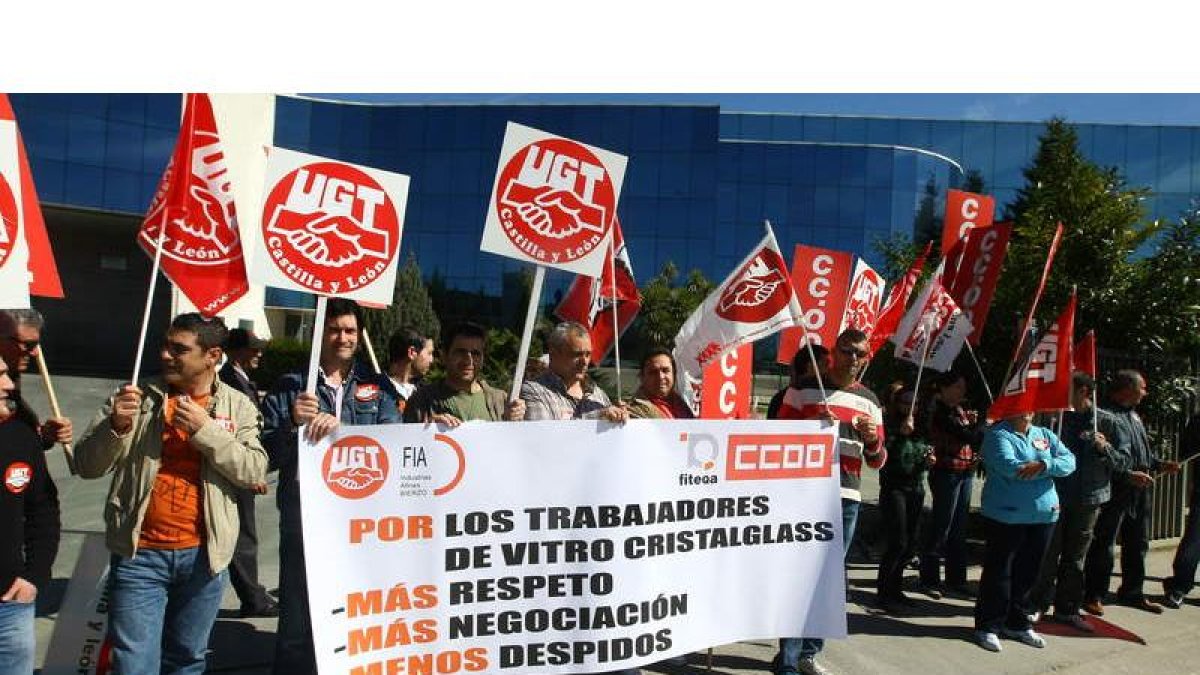 Protesta ante la sede de Vitro en una imagen de archivo.