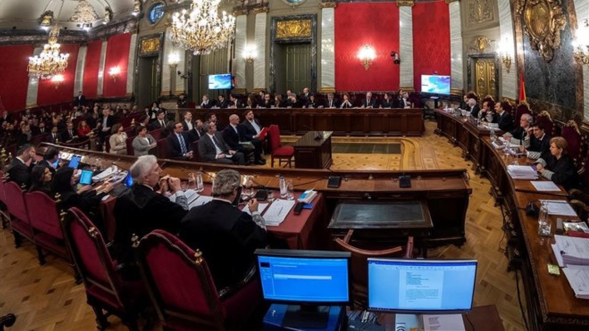La Sala de Plenos del Tribunal Supremo durante el juicio del procés.