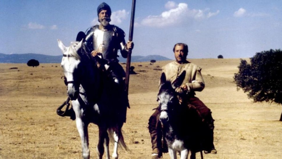 Fernando Rey y Alfredo Landa, en 'El Quijote'.