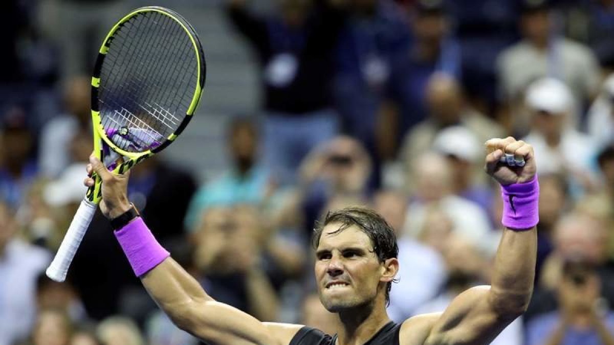 Nadal celebra su triunfo frente al australiano Millman. SENZES.
